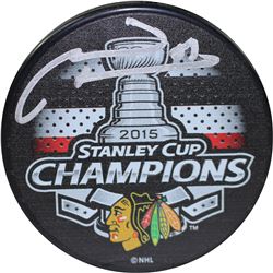 Marian Hossa Signed 2015 Stanley Cup Champions Puck