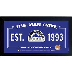 Colorado Rockies Man Cave Framed 10X20 Sign W/ Authentic Game-Used Dirt Capsule (MLB Auth)