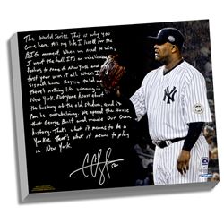 CC Sabathia Facsimile Winning In New York Story Stretched  16X20 Canvas