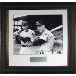 Joe Dimaggio Unsigned 16X20 Leather Framed W/Mantle
