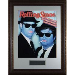 Blues Brothers Unsigned Rolling Stone Cover 16X20 Custom Leather Framed W/Dan Aykroyd & John Belushi