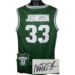 Magic Johnson Signed Michigan State Spartans Green Authentic Headmaster Legends Jersey