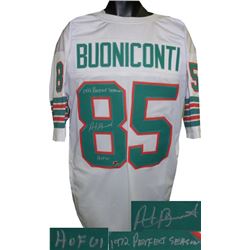 Nick Buoniconti Signed Miami Dolphins White TB Prostyle Jersey Dual HOF 01 & 1972 Perfect Season
