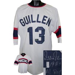 Ozzie Guillen Signed Chicago White Sox White Prostyle TB Jersey 1985 AL ROY