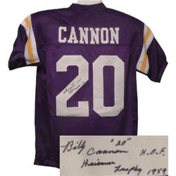 Billy Cannon Signed LSU Tigers XL TB Custom Jersey W/ Dual Heisman Trophy 1959 & HOF