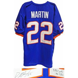 Doug Martin Signed Boise State Broncos Blue Custom Jersey Dual 3431 Yds & 43 Tds