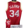 Image 1 : Hakeem Olajuwon Signed Houston Rockets Red TB Prostyle Jersey