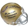 Image 1 : Terry Hanratty Signed Notre Dame Fighting Irish Play Like A Champion Logo Mini Helmet 66 National Ch