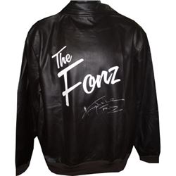 Henry Winkler Signed Logo Brown Leather-Like/Polyester Jacket Fonz (Fonzie/Happy Days/The Fonz Photo