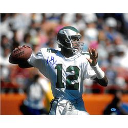 Randall Cunningham Signed Philadelphia Eagles 16X20 Photo #12 (By Himself-White Jersey-Horizontal)