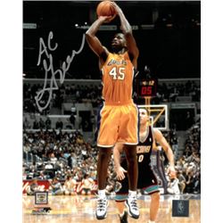 AC Green Signed Los Angeles Lakers 8X10 Photo (Yellow Jersey-Left Side Sig)