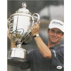 David Toms Signed 8X10 Photo 2001 PGA Championship W/ Trophy (Vertical)