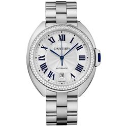 Cartier  Cle De 40Mm 18Kt White Gold Diamond  Women Watch