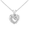 Image 1 : 14K White Gold Diamond Heart Pendant With 18" Chain