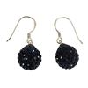 Sterling Silver 10X14mm Navy Crystal Teardrop Wire Earrings