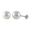 Image 1 : White 10Mm Shiny Shell Pearl On Rhodium Plated Sterling Silver Post Stud Earrings