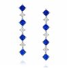 Image 1 : Square Cut Blue Sapphire And Diamond Drop Earrings