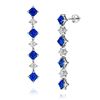Image 2 : Square Cut Blue Sapphire And Diamond Drop Earrings