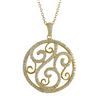 Image 1 : Gold Plated Sterling Silver Pendant, Swirl Design With White Czs, 42Mm Long, Circle Is 32Mm Wide