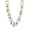 Image 1 : Gold Tone Brass Circle Necklace With Assorted Color Pearls Dangling