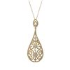 Image 1 : Gold Plated Sterling Silver Filigree Teardrop CZ Pendant  -2.34
