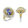Image 1 : TT STERLING SILVER GOLDPLATED RC/GOLD LEAF/LAPIS TRIPLET / WHITE TOPAZ RING - Size 7 (#10194MUL)