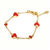 Image 1 : Red Enamel Hearts, Gold Plated Brass Chain, Bracelet, 4