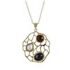 Image 1 : Gold Plated Sterling Silver Pendant With Dark Multi Color Semi Precious Stones- 1.65