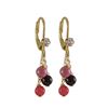 Image 1 : Hot Pink Combination Semi Precious 4Mm Balls Dangling, Gold Plated Surgical Steel Lever Back With Wh