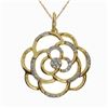 Image 1 : 14K Yellow Gold Swirl Diamond Pendant With 18" Chain