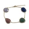 Image 1 : Gold Plated Sterling Silver, Multi Color Semi Precious Flat Faceted Stones Bracelet, 7.25