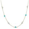 Image 1 : Assorted 6Mm Opal Hearts And 4Mm Blue Balls Gold Tone Brass Necklace -16