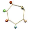 Image 1 : Multi Colored Enamel Flowers Dangling On A Gold Tone Brass Bracelet 4