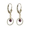 Image 1 : Rhodonite(Pink) 4Mm Semi Precious Ball In 10Mm Braided Ring, On Gold Filled Lever Back Earrings, 1.1