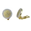 Image 1 : Two Tone Sterling Silver Hammered Clip Earring, White Czs