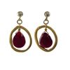 Image 1 : Garnet Semi Precious Stone In Gold Tone Brass Ring Sterling Silver Post Earrings- 1.14