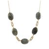 Image 1 : Labradorite (Grey) Oval Semi Precious Stones, Gold Plated Brass Chain Necklace, 18" 2"