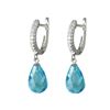 Image 1 : Sterling Silver-Aqua CZ Drop Earrings