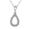 Image 1 : Rhodium Plated Sterling Silver Dangling Open Teardrop Shape Pendant With CZ, 1.81"
