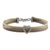 Image 1 : Tri Color Stainless Steel Bangle With CZ Heart In Center