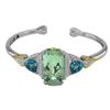 Image 1 : TT STERLING SILVER GOLDPLATED MNTGRN QUARTZ / SWISS BLUE TOPAZ / WHITE TOPAZ CUFF BANGLE (#10214MUL)