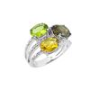 Image 1 : SS CITRINE / PERIDOT / SQ / DIAMOND RING - Size 7 (#9670MUL)