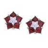 Image 1 : 14K White Gold Ruby And Diamond Floral Star Earrings
