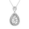 Image 1 : Sterling Silver CZ Filigree Teardrop Pendant- 2.08"
