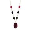 Image 1 : Garnet Combination Semi Precious Stone Necklace, Gold Plated Brass Chain, 20"