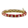 Red Enamel, White Flower-Gold Plated Brass Bangle