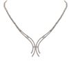 Image 1 : Rhodium Plated Sterling Silver, CZ Two Row Y Necklace With Double Safety Lock, 16