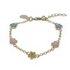 Image 1 : Multi Colored Enamel Flowers On Gold Tone Brass Bracelet 5