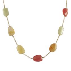 Cherry Quartz And Green Aventurine Combination Semi Precious Faceted Stones On Gold Plated Sterling 