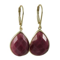 Rhodonite (Pink) Semi Precious Faceted Stone On Gold Plated Sterling Silver Lever Back Earrings Dime